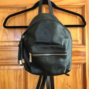 Neiman Marcus Black Leather Small Backpack
